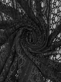 Black 100% Polyester Stylized Vertical Lace Netting - Famous Dress Designer - 48W