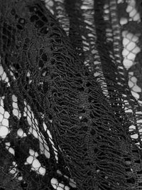Black 100% Polyester Stylized Vertical Lace Netting - Famous Dress Designer - 48W