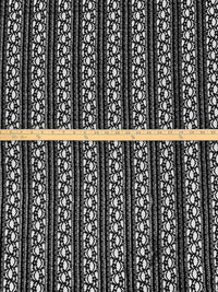 Black 100% Polyester Stylized Vertical Lace Netting - Famous Dress Designer - 48W