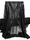 Black 100% Polyester Stylized Vertical Lace Netting - Famous Dress Designer - 48W