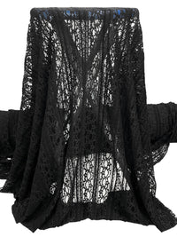 Black 100% Polyester Stylized Vertical Lace Netting - Famous Dress Designer - 48W