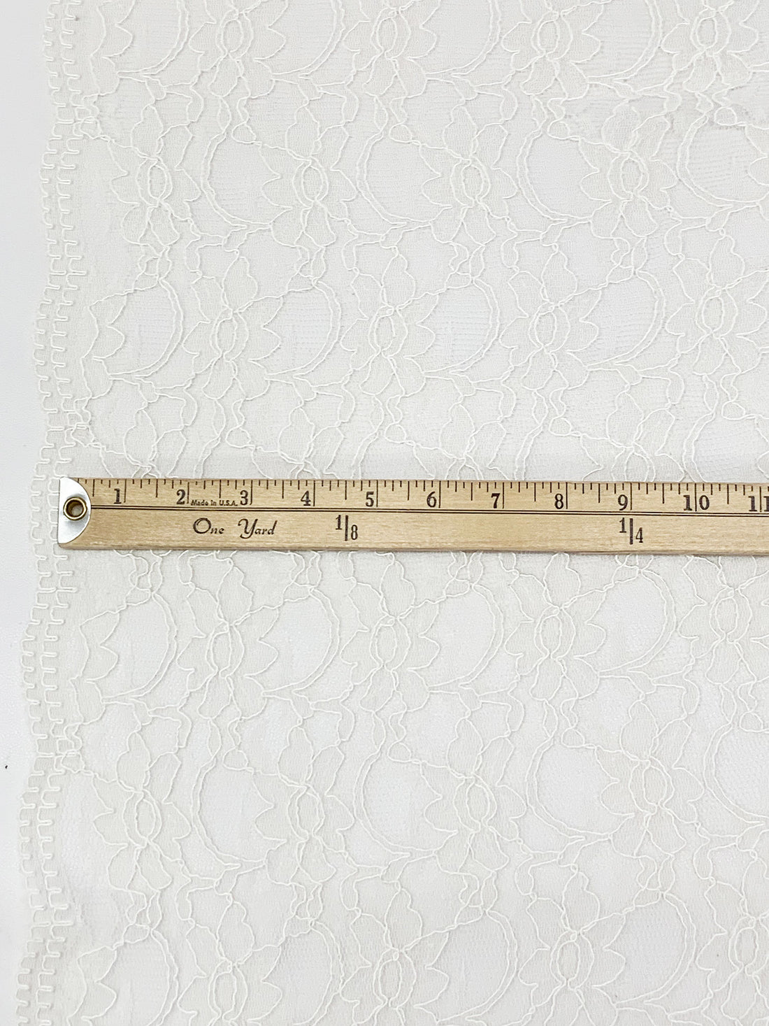 Pale Ivory 100% Polyester Double Scalloped Border Floral Design Corded Lace - Famous Dress Designer - 50W