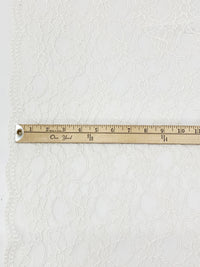 Pale Ivory 100% Polyester Double Scalloped Border Floral Design Corded Lace - Famous Dress Designer - 50W