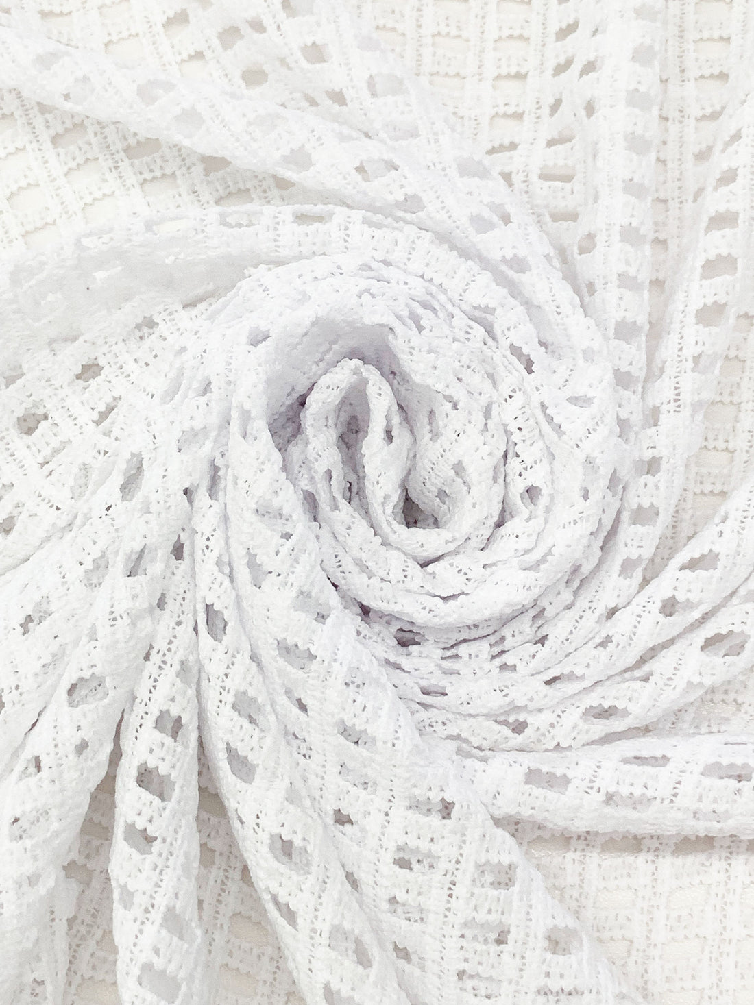 Cool White 100% Polyester Crochet-Look Lace - Famous Dress Designer - 46W