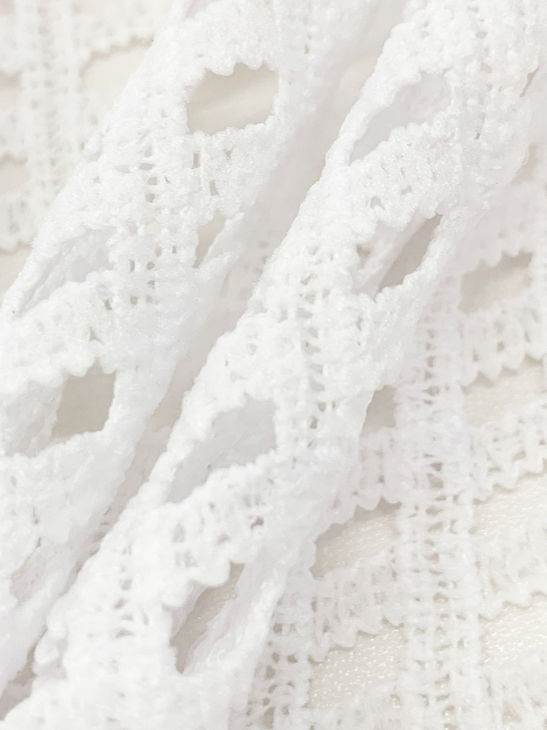 Cool White 100% Polyester Crochet-Look Lace - Famous Dress Designer - 46W