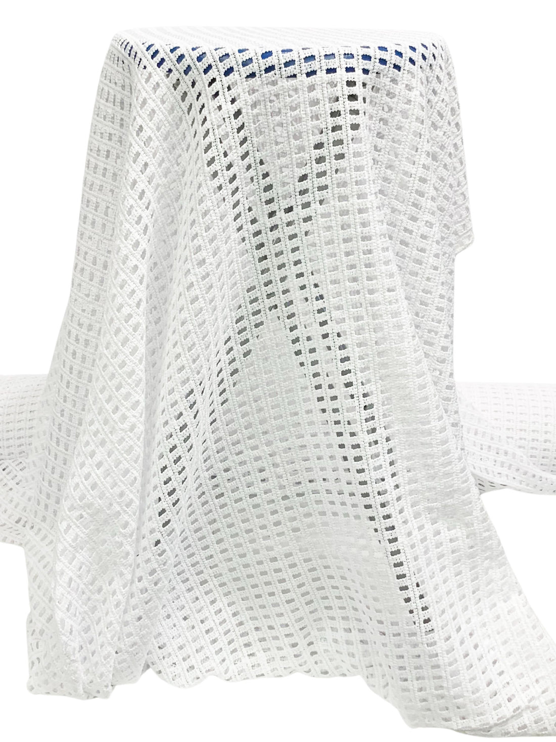 Cool White 100% Polyester Crochet-Look Lace - Famous Dress Designer - 46W