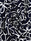 Midnight Navy/Ghost White 100% Rayon Artistic Floral Print Challis 43W