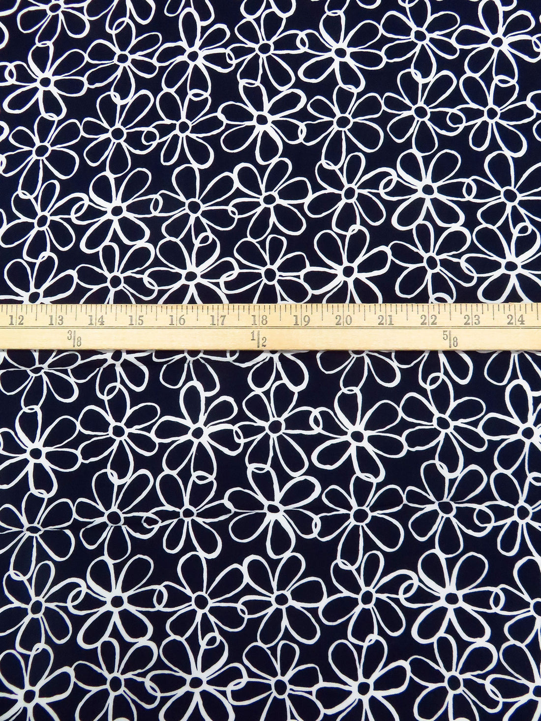 Midnight Navy/Ghost White 100% Rayon Artistic Floral Print Challis 43W