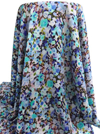 Cornflower/Olive/Black/Multi 100% Polyester Flower Garden Print Bubble Crinkle Charmeuse 58W