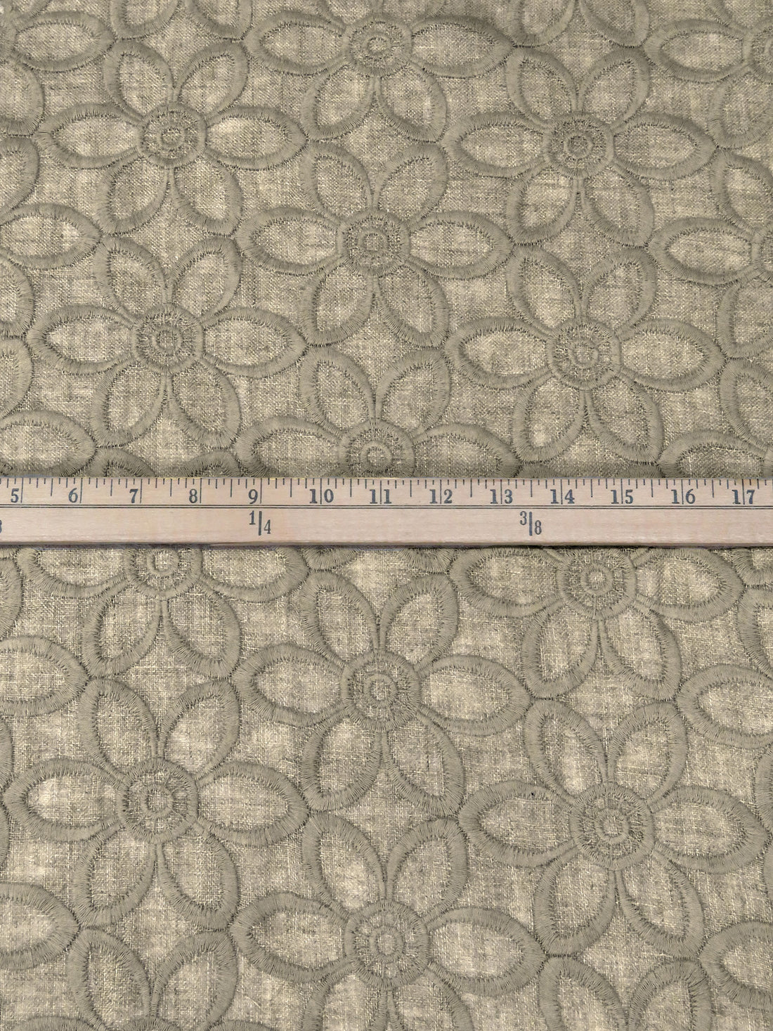 Clay Pebble 100% Linen Large Embroidered Floral Linen 56W