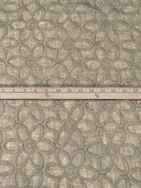 Clay Pebble 100% Linen Large Embroidered Floral Linen 56W