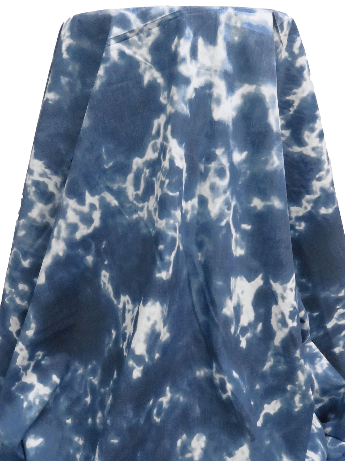 Denim Blue/White Polyester/Cotton Grunge Print Poplin Shirting 58W