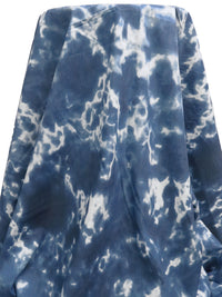 Denim Blue/White Polyester/Cotton Grunge Print Poplin Shirting 58W
