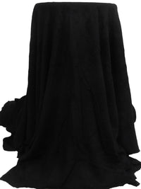 Black 100% Rayon Floral Embroidered Crinkle Challis 54W