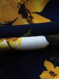 Midnight Blue/Goldenrod/Dark Moss/Multi 100% Rayon Floral Stem Print Challis 44W