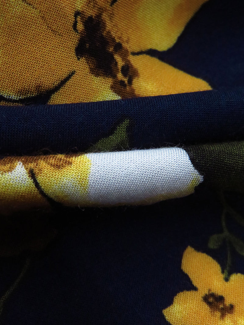 Midnight Blue/Goldenrod/Dark Moss/Multi 100% Rayon Floral Stem Print Challis 44W