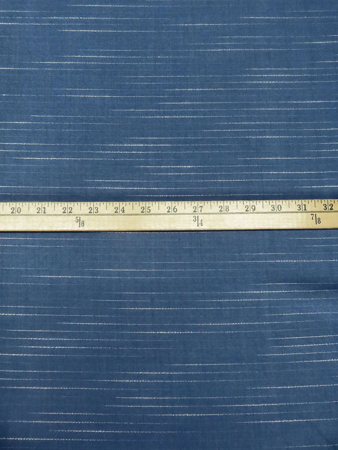 Queen Blue/White 100% Polyester Horizontal Broken Stripe Weave Drapey Twill Suiting 58W