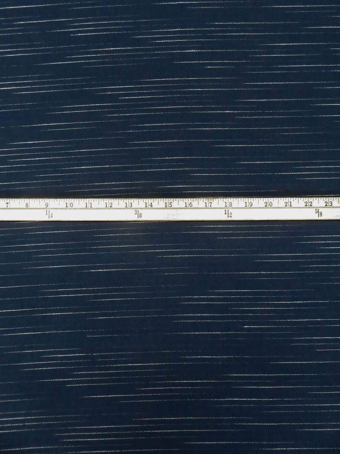 Midnight Navy/White 100% Polyester Horizontal Broken Stripe Weave Drapey Twill Suiting 58W