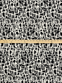 Black/Off-White Rayon/Nylon/Lycra Abstract Print Stretch Bengaline Suiting 56W