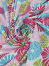 Sky Blue/Deep Raspberry Pink/Olive/Multi 100% Cotton Novelty Floral Print Jersey Knit 72W