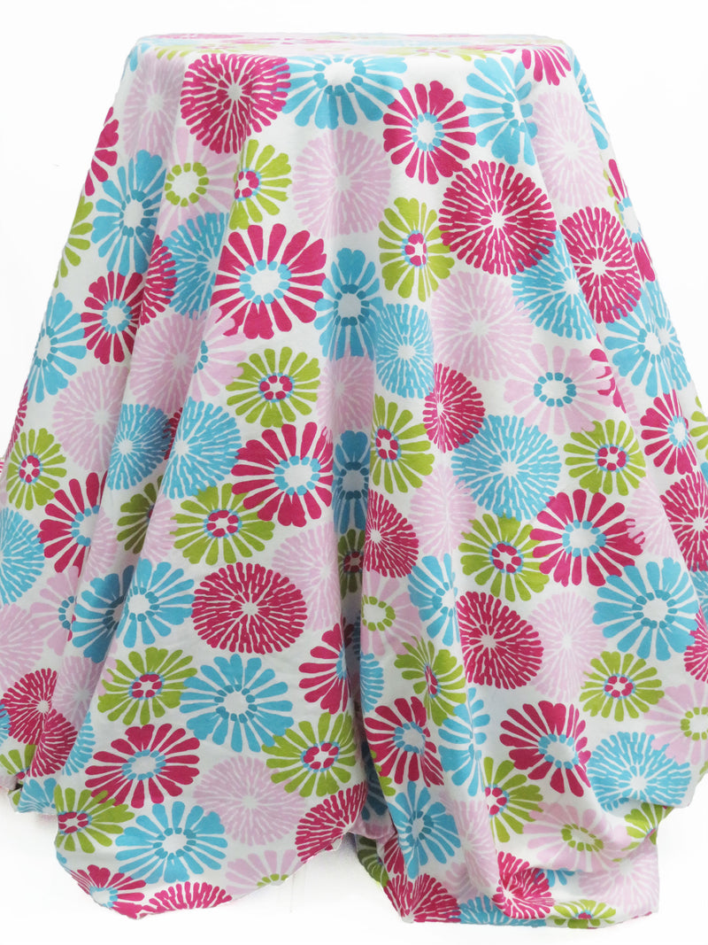 Sky Blue/Deep Raspberry Pink/Olive/Multi 100% Cotton Novelty Floral Print Jersey Knit 72W