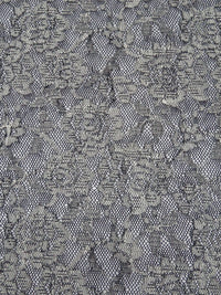 Black/Antique White 100% Polyester Floral Weave Lace Netting - Famous Dress Designer - 54W