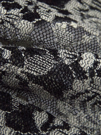 Black/Antique White 100% Polyester Floral Weave Lace Netting - Famous Dress Designer - 54W