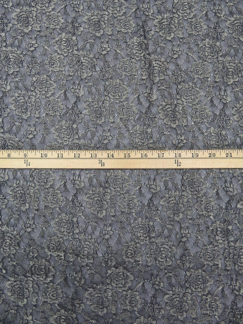 Black/Antique White 100% Polyester Floral Weave Lace Netting - Famous Dress Designer - 54W