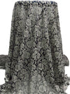 Black/Antique White 100% Polyester Floral Weave Lace Netting - Famous Dress Designer - 54W