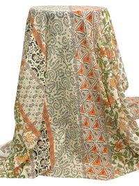 Champagne/Mandarin/Multi 100% Cotton Vertical Stylized Multi-Floral Print Voile 59W