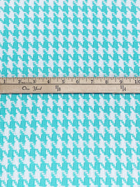 Dark Turquoise/White 100% Cotton Houndstooth Weave Suiting 58W
