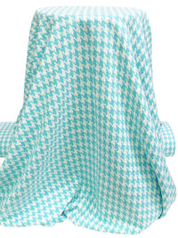 Dark Turquoise/White 100% Cotton Houndstooth Weave Suiting 58W