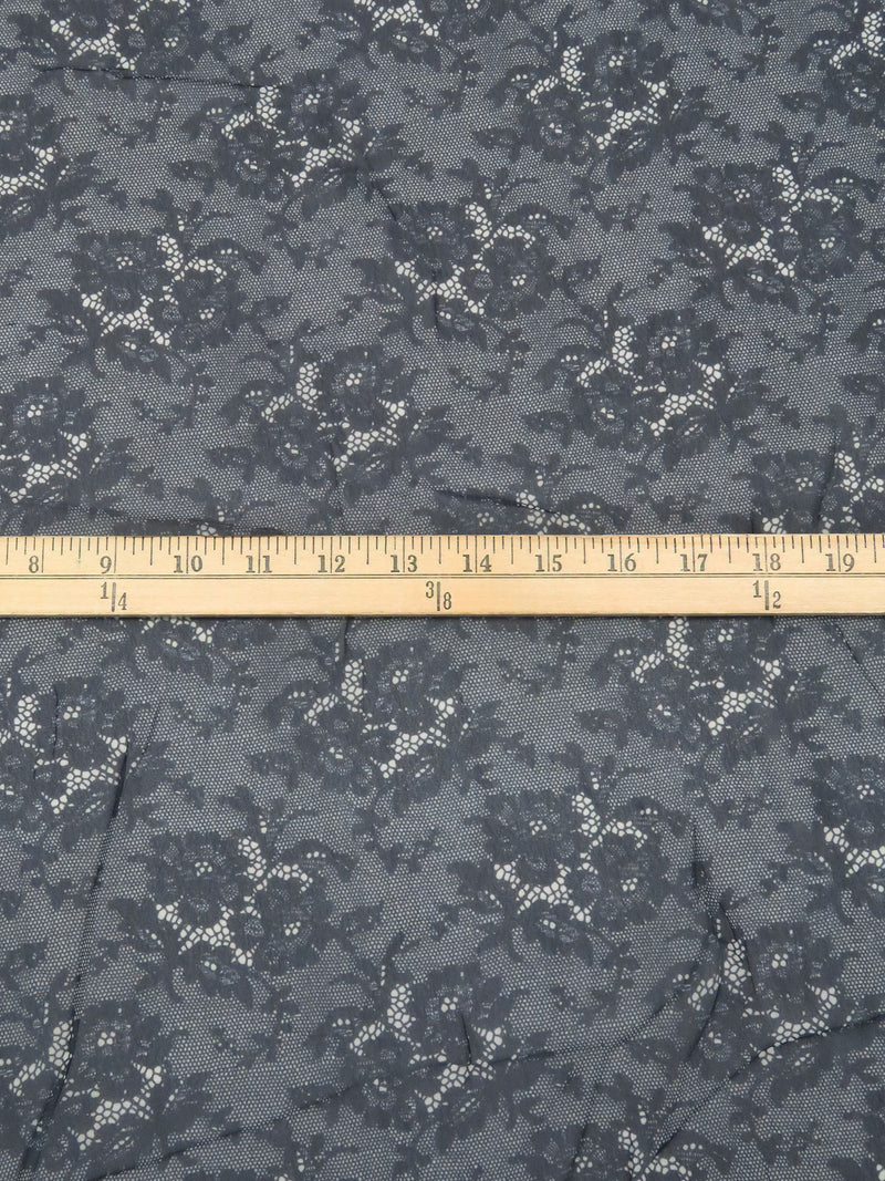 Black/Bone 100% Polyester Lace-Look Floral Print Chiffon - Famous Dress Designer - 56W