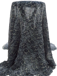 Black/Bone 100% Polyester Lace-Look Floral Print Chiffon - Famous Dress Designer - 56W