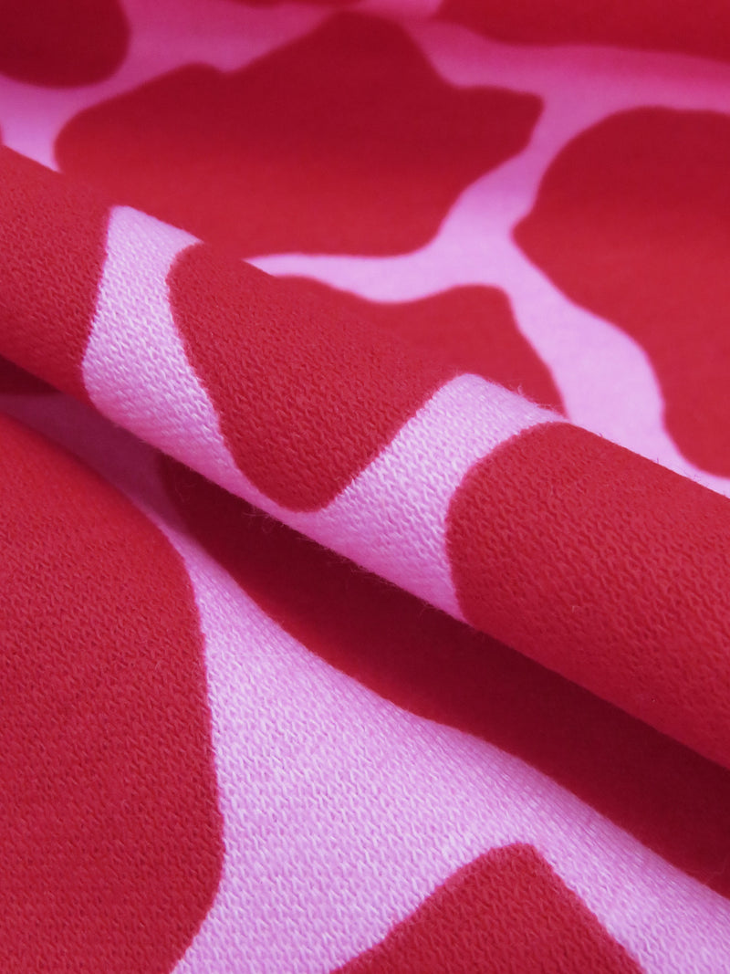 Cherry Red/Persian Pink Cotton/Polyester Cow Print Interlock Knit 64W