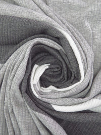 Gray Cloud/White/Charcoal Rayon/Lycra Horizontal Stripe Weave 3x6 Rib Knit 33W