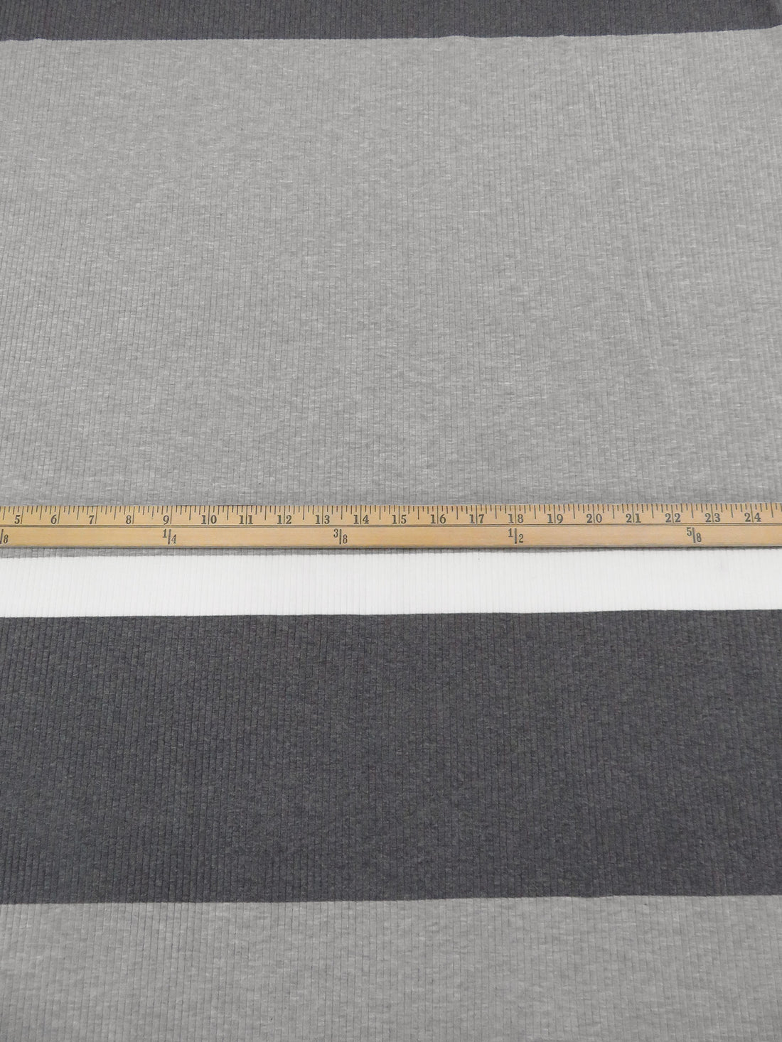 Gray Cloud/White/Charcoal Rayon/Lycra Horizontal Stripe Weave 3x6 Rib Knit 33W