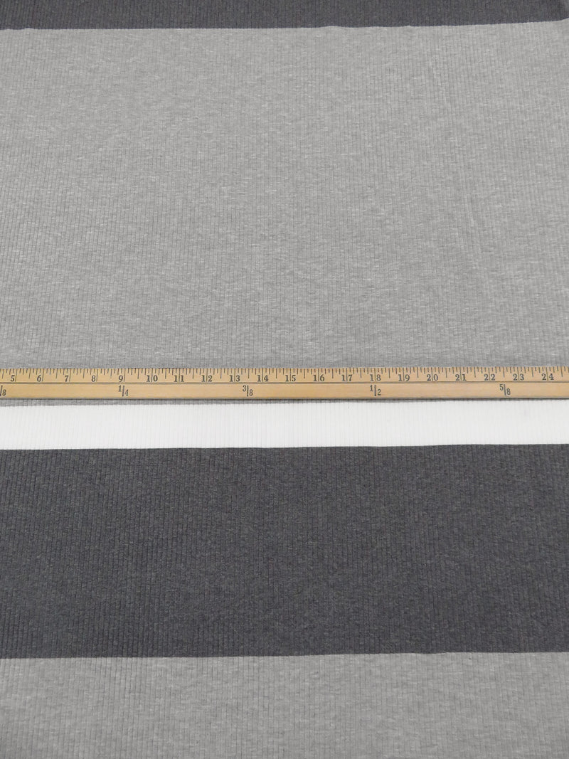 Gray Cloud/White/Charcoal Rayon/Lycra Horizontal Stripe Weave 3x6 Rib Knit 33W