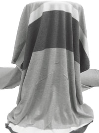 Gray Cloud/White/Charcoal Rayon/Lycra Horizontal Stripe Weave 3x6 Rib Knit 33W