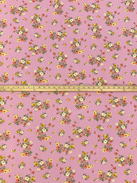 Cameo Pink/Vegas Gold/Dark Olive Green/Multi Polyester/Lycra Floral Print Double Brushed Rib Knit 60W
