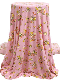 Cameo Pink/Vegas Gold/Dark Olive Green/Multi Polyester/Lycra Floral Print Double Brushed Rib Knit 60W