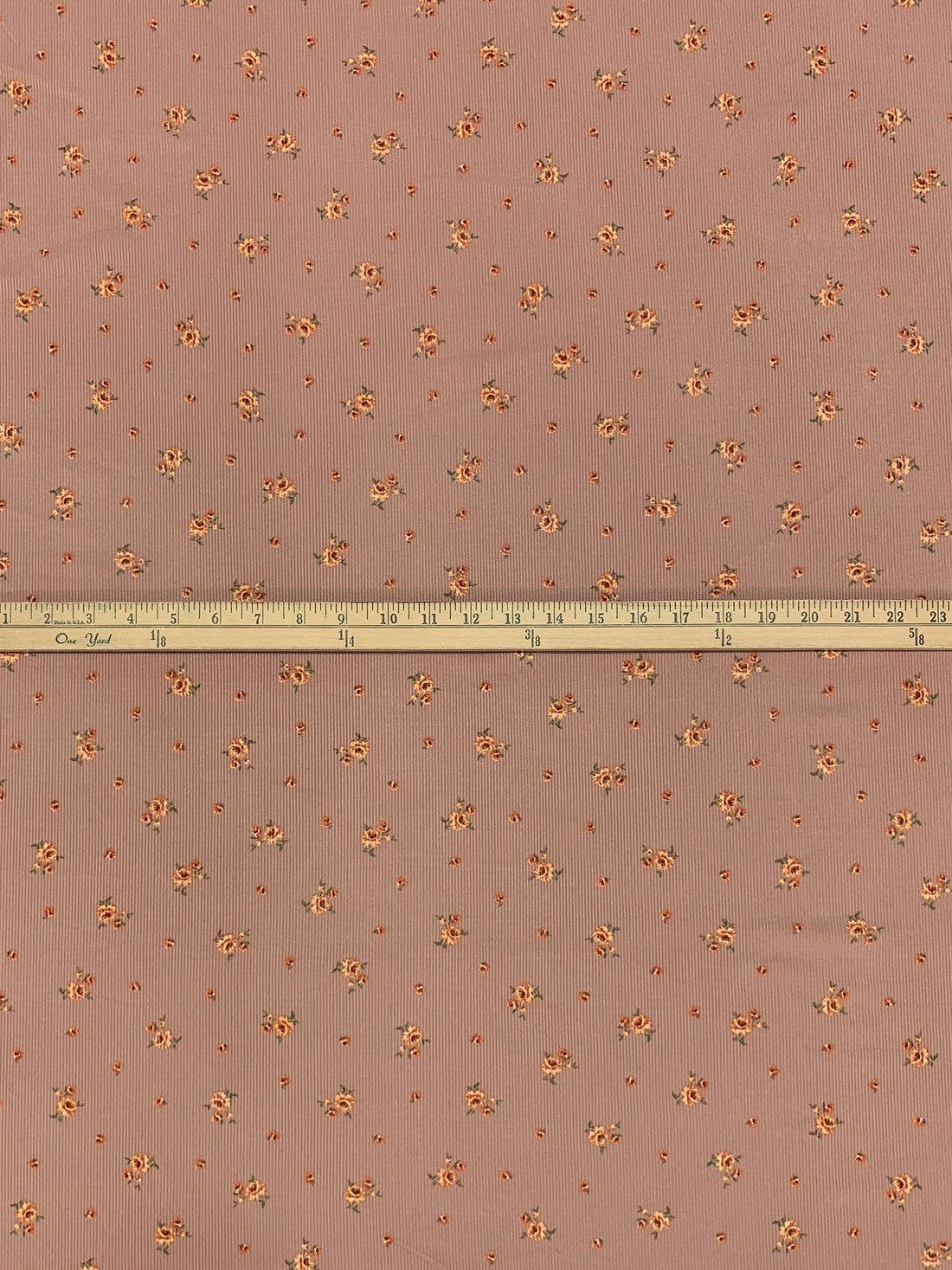 Warm Taupe/Topaz/Red Ochre Polyester/Lycra Floral Print Double Brushed Rib Knit 58W