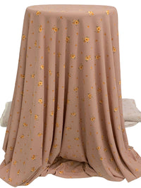 Warm Taupe/Topaz/Red Ochre Polyester/Lycra Floral Print Double Brushed Rib Knit 58W