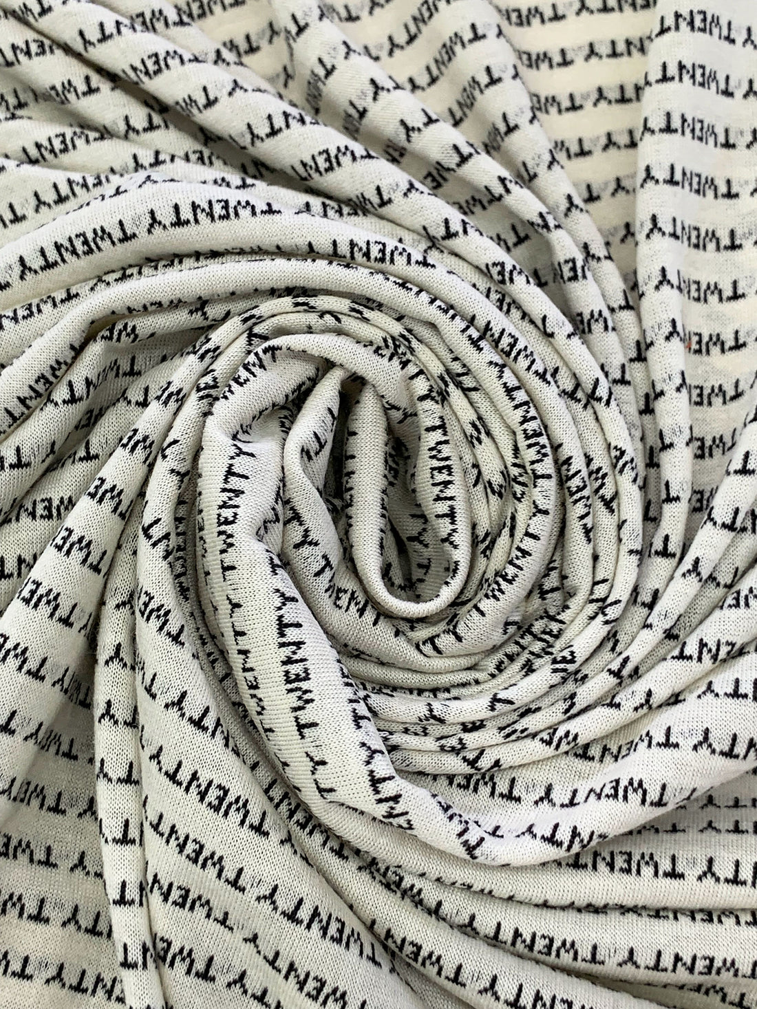 Antique Off-White/Black 100% Cotton "Twenty" Design Jacquard Jersey Knit 62W