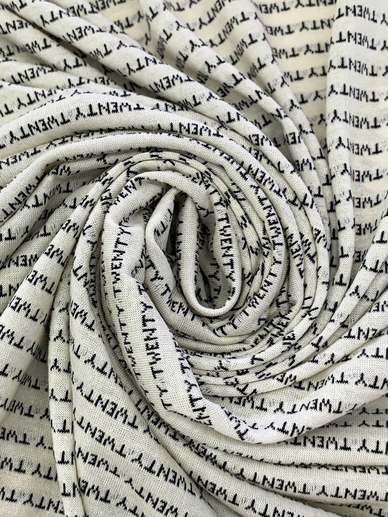 Antique Off-White/Black 100% Cotton "Twenty" Design Jacquard Jersey Knit 62W