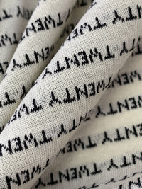 Antique Off-White/Black 100% Cotton "Twenty" Design Jacquard Jersey Knit 62W
