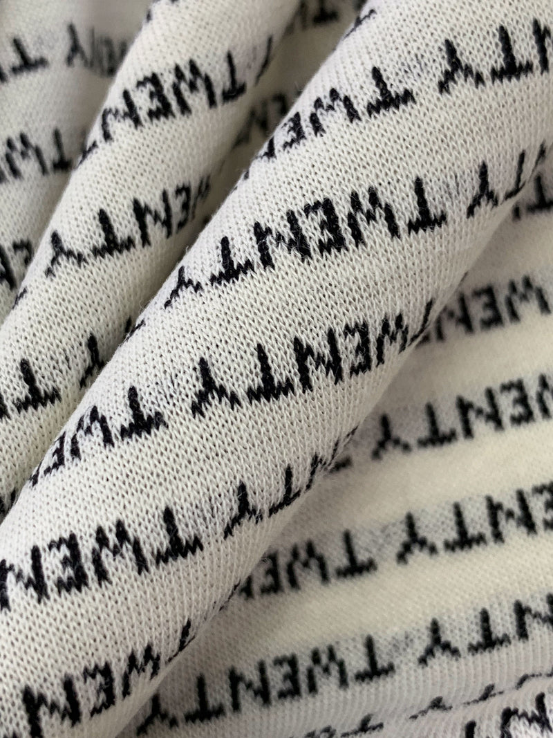 Antique Off-White/Black 100% Cotton "Twenty" Design Jacquard Jersey Knit 62W