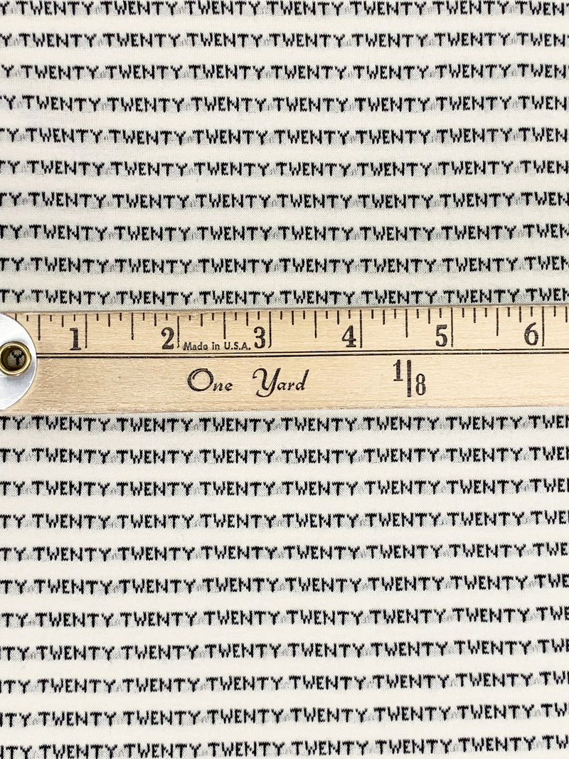 Antique Off-White/Black 100% Cotton "Twenty" Design Jacquard Jersey Knit 62W