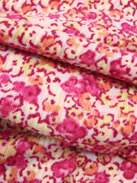 Dark Pink/Coral Orange/Pale Yellow/Multi Polyester/Lycra Ditsy Floral Print Double Brushed Rib Knit 59W