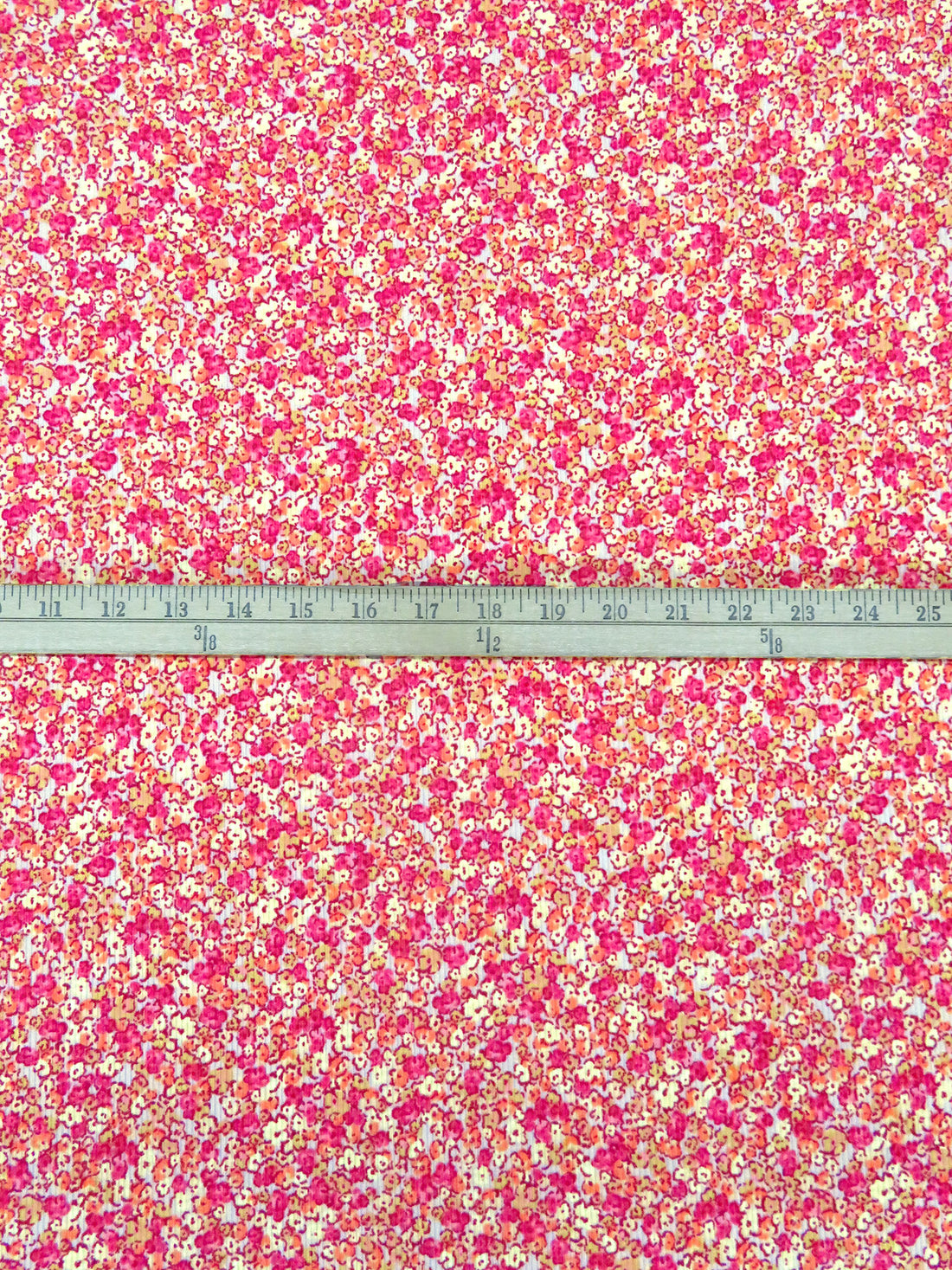 Dark Pink/Coral Orange/Pale Yellow/Multi Polyester/Lycra Ditsy Floral Print Double Brushed Rib Knit 59W